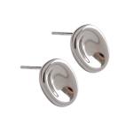 925 Sterling Silver Oval Stud Earrings Simple Geometric Concave Shape