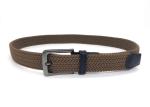 Brown Color Mens Braided Stretch Belts With Zinc Alloy Metal Buckle