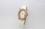 OEM Oval Alloy Case Diamond Quartz Watch White Leather Band Quartz Watch For