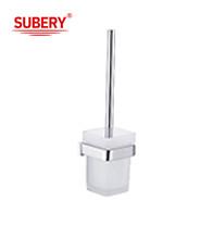 Quality Brass toilet brush holder glass bathroom high quality chrome color OEM nobel brass mounting piece brass base wholesale