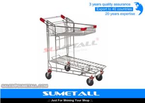 Quality Two Layer Supermarket Grocery Shopping Cart / Metal Shopping Trolley Heavy Duty wholesale
