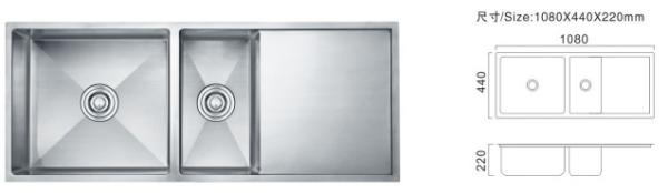 900mm Double Undermount Sink Vertically Horizontally Industrial Stainless Steel