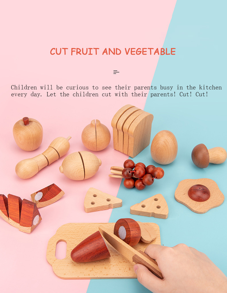 Children'S Log Wooden Kitchen Toy Set Simulation Mini Educational