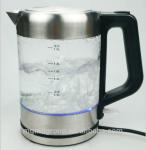 1.5L Blue LED lighting Clear Glass Electric Glass Tea Kettle Stainless Steel