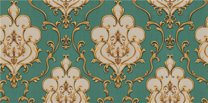 1.06*10m Brown Damask Wallpaper / Contemporary Floral Wallpaper PVC Material