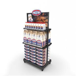 Quality Retail Store Metal Display Stands Floor Display Unit For Grilling Charcoal Briquette Pack wholesale