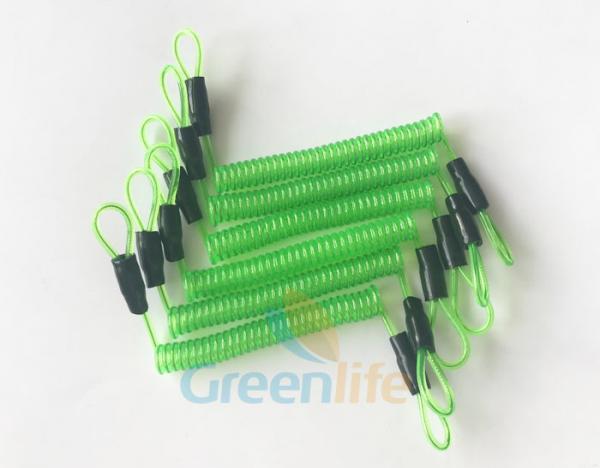 Cheap 70CM Long Steel Wire Spring Spiral Coil Cable Transparent Green With Double Cord Loops for sale