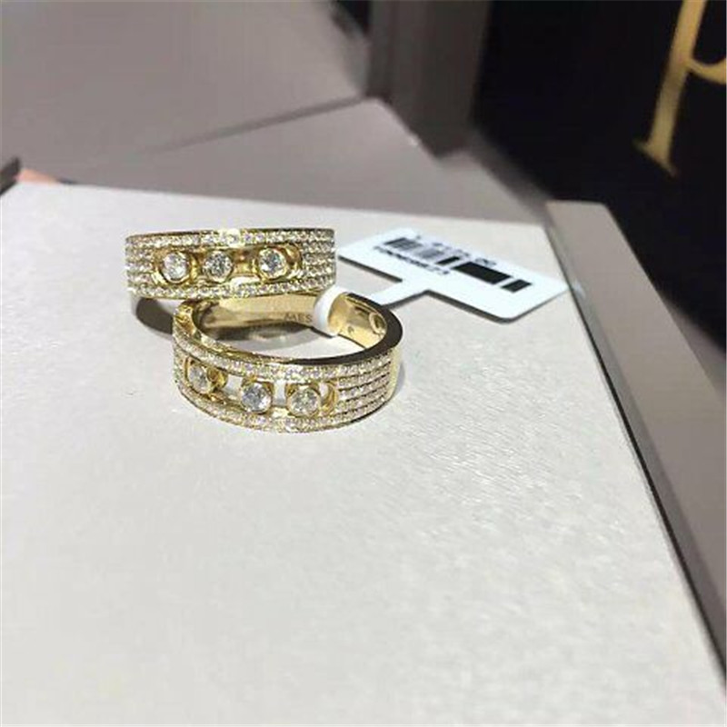 Luxury jewelry Luxury Jewelry Three drill sliding ring material 18k white gold yellow gold rose gold diamond ring