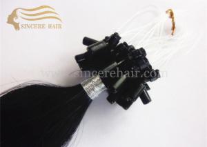 Quality 22 Inch Micro Ring Hair Extensions for sale - 55 CM 1.0 Gram Black Micro Linked Hair Extensions For Sale wholesale