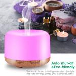 500ML Ultrasonic Mist Humidifiers 7 Color LED Lights Wood Grain Aromatherapy