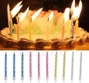 Quality 4 Color Magic Relighting Birthday Candles Striped Design Eco Friendly 100% Paraffin wholesale