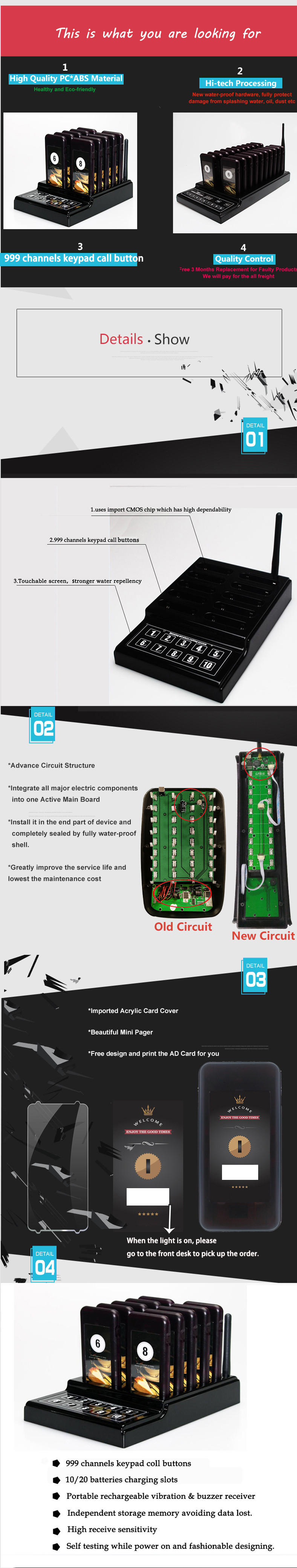 Best price long range frequency 433Mhz wireless queue management system for restaurant and cafe