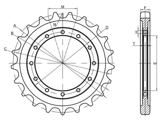 TD25 Bulldozer Segment 1211907H1 Dozer TD25 Drive Sprocket Rim for Machinery Repair Shops