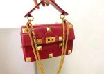 Handhold Gold Rivet Leather Luxury Chain Bag Rhomboid Pattern