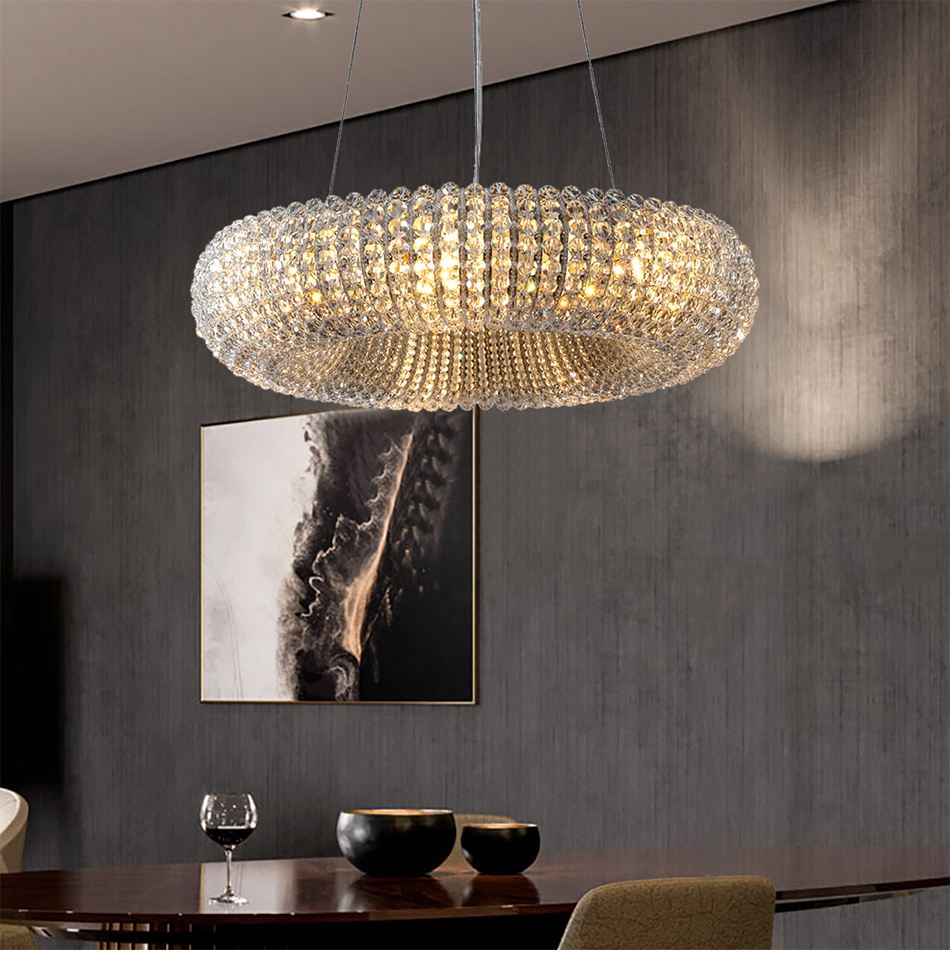 Luxury Circle Crystal Chandelier For Living Room Led Home Decor Lamp large pendant light(WH-CY-190)