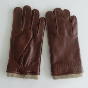Quality Classical Leather Shearling Gloves Leather Men Gloves Winter Knit Cuff wholesale
