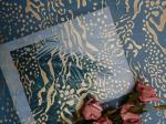 Party Blue Metallic Tulle Mesh Foil Printed Fabric