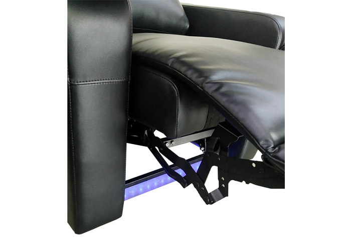 Reclining Black Leather Home Theater Seats With Tray Table