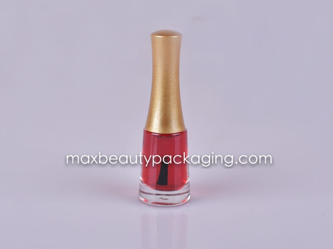 UV coating metallic gold nail polish cap 11ml nail polish bottle flat brush plastic cosmetic nail polish packag