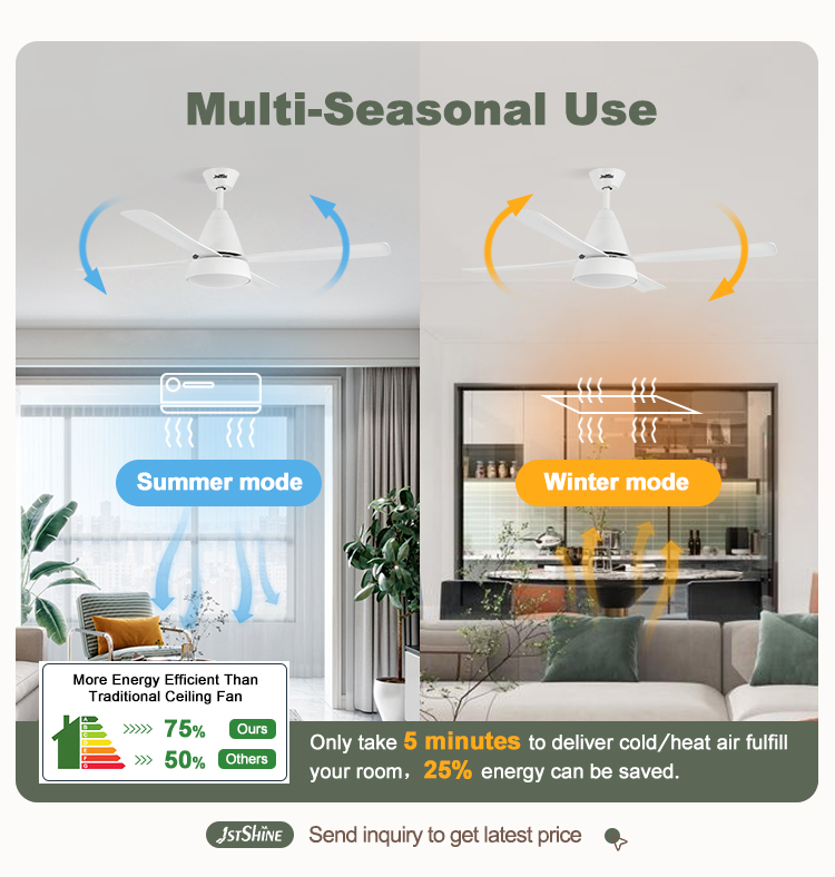 Indoor 52 Inch/OEM Pure Copper DC Ceiling Fan with LED Light and Remote Control Sale