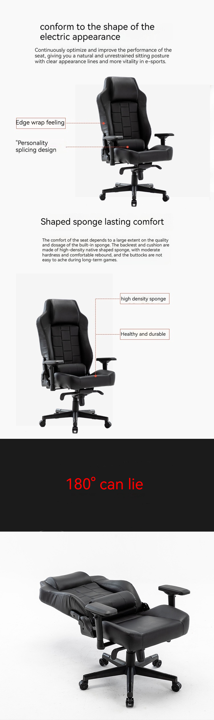 Adjustable 3D Nylon Armrests and BIFMA Passed PU Nylon Castors High Back Office Chair
