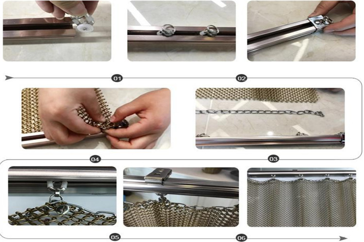 Aluminum Chain Link 1.2mm Metal Mesh Drapery For Space Divider