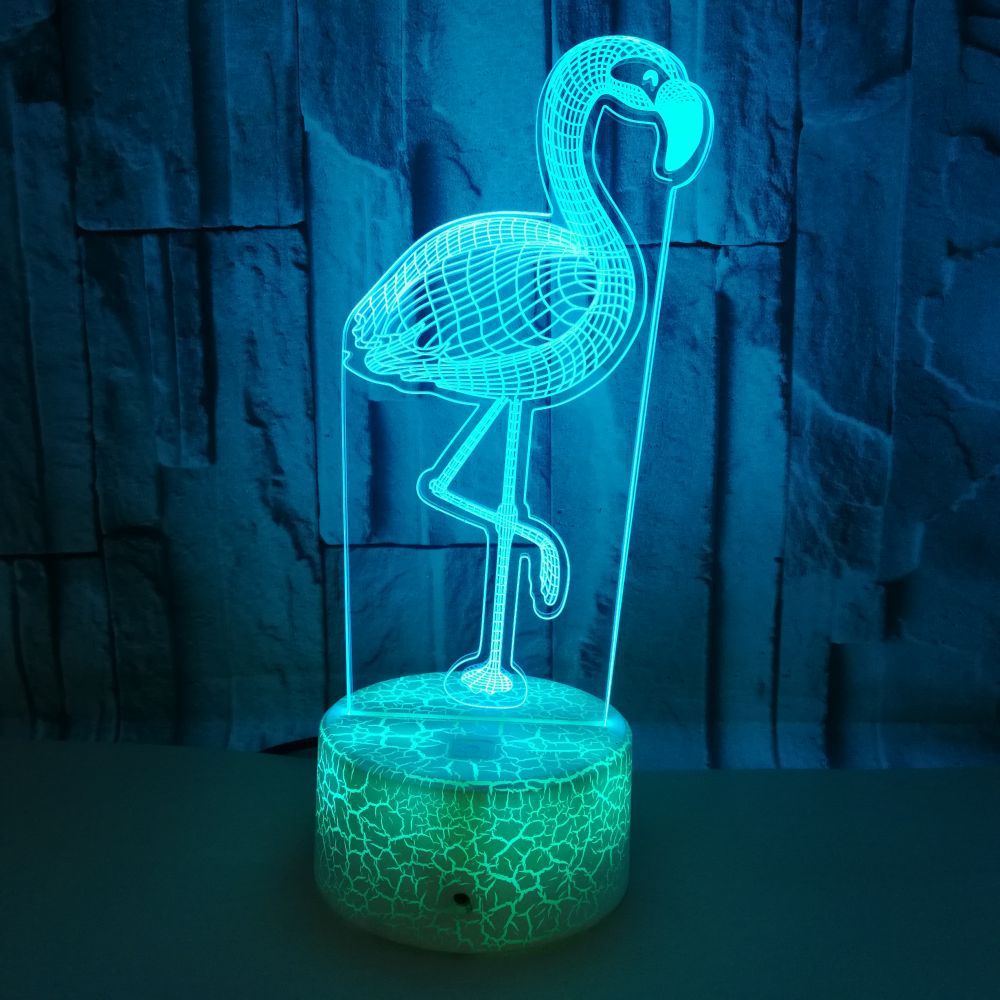 African animals custom OEM words Flamingo Colorful Visual night Light USB 3D LED  Light Illusion Stereo Light
