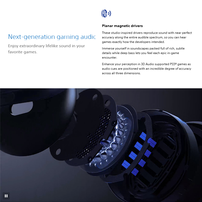 Original So-ny Pulse Wireless Headphone With Dual Noise Cancelling Microphones Play-Station 3D Bluetooth Headset