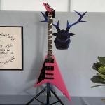 Left-Handed Pink Swallow Tail V Solid Body Electric Guitar Open Pickups 22 Fret