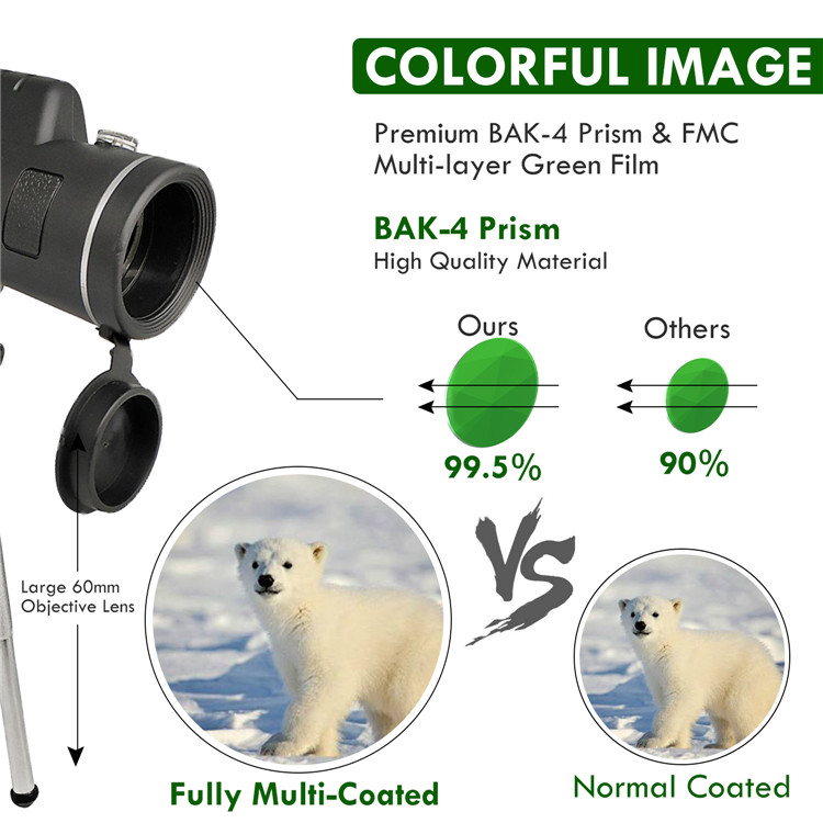 High Power 40x60 Phone Lens Telescope Monocular With Tripod