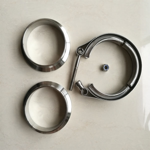 Universal Car Exhaust Down Pipe 2" Stainless Steel 304 V Band Clamp with 2 Flange Easy to Install and Durable