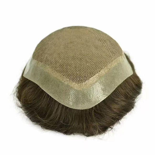 1B Real Mens Toupee Human Hair Fine Mono Prosthesis 6x9 7x10