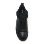 Fashionable Black Lace Up Mens Genuine Leather Sneakers
