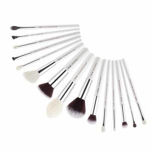 Quality White / Silver 15pcs Essential Makeup Brushes Natural Hair Wood Handle wholesale