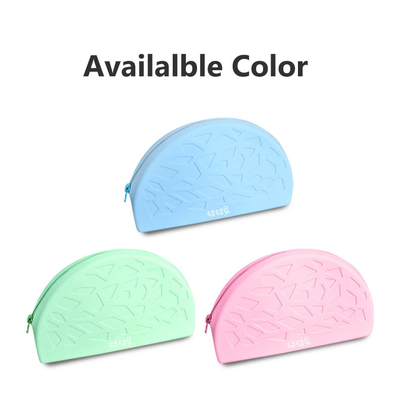 Fashion Solid Color Silicone Makeup Large Capacity Zipper Cosmetic Storage Bag Soft Silicone Wash Bag