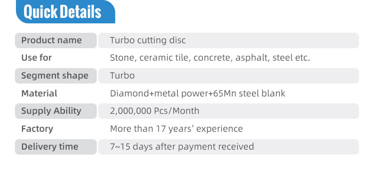 SAW BLADE 4" Cold Press Sintering Diamond Discs Turbo Cutting Disc With Long Lifespan