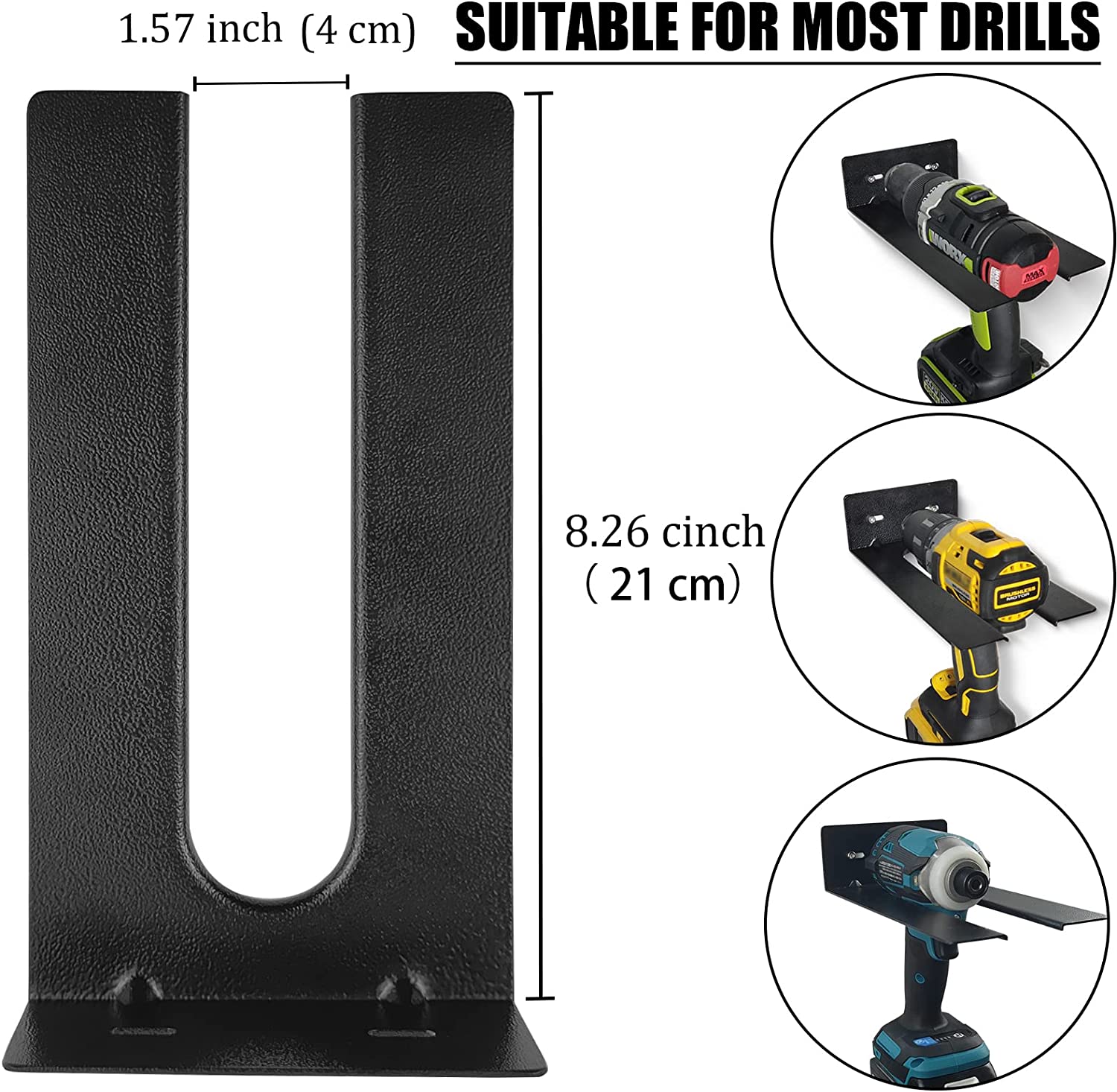 Customized Logo Tool Storage Rack for Cordless/Hand Drill in Home Garage Wall Workshop