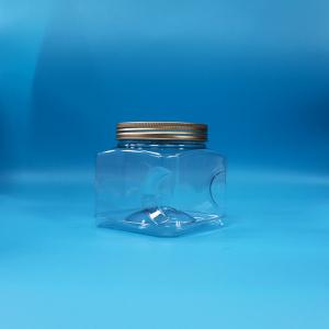 Quality Candy Food Snack Food Grade PET Clear Square Shape Plastic Grip Jar Aluminium Lid wholesale