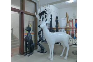 Quality Public Art Animal Statue Fiberglass White Deer Sculpture For Outdoor Decoration wholesale