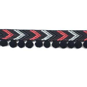 Quality GM01 Textured Waves Pom Pom Braid Trim 3.8cm wholesale