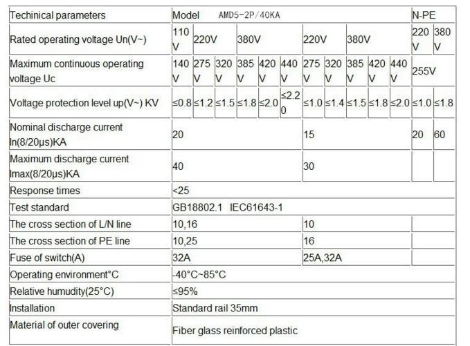 SPD 2p 10KA~20KA D ~420V House Surge Protector protection Protective Low-voltage Arrester Device