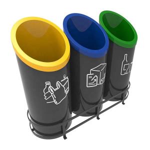 Quality Public Park Steel 1100mm Length Multi Compartment Trash Can wholesale
