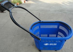 Quality Plastic Supermarket Shopping Basket With Wheel And Handle Multi Color wholesale