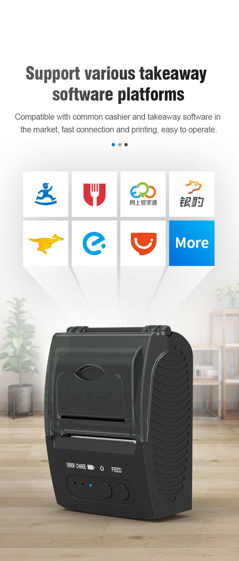 Portable Thermal 58mm Receipt Printer Android IOS Bluetooth POS