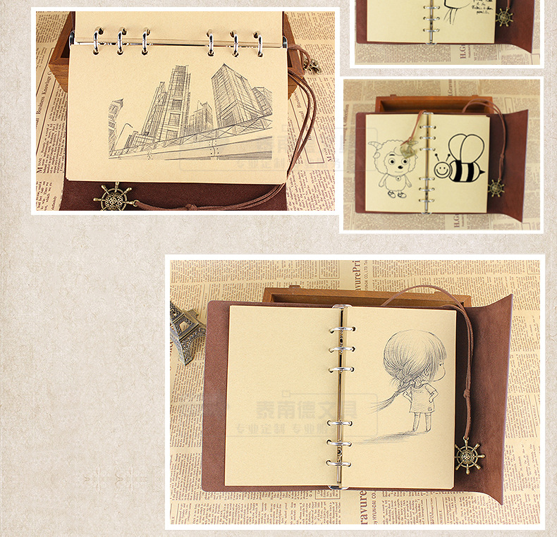 Imitation Leather Cover A5 A6 Brown Kraft Notebook With Daily Weekly Monthly Planner