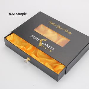 Quality Custom Luxury Wig Bundles Black Drawer Rigid Hair Extension Packaging Boxes wholesale