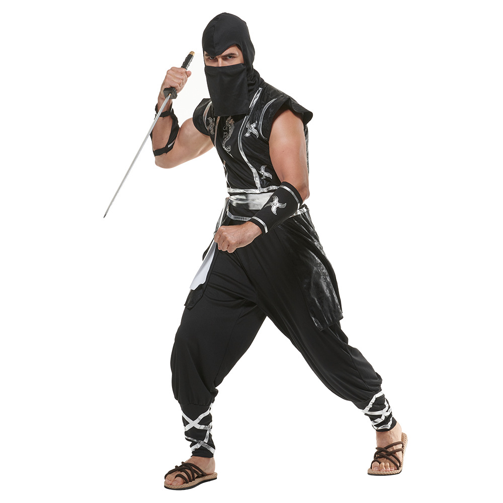 Jackets Coats Children's Black Ninja Cosplay Jumpsuit for Halloween Performance