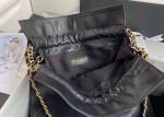 Bucket Genuine Leather Shoulder Handbag , 30cm Black Chain Handbag