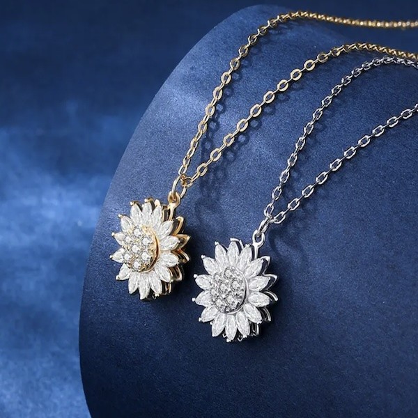 925 Sterling Women Necklaces Silver Daisy Necklace Cubic Zircon Cross