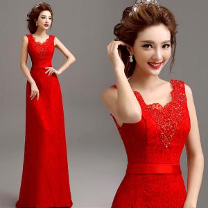 Quality Red Slim Wasit Tank V Neck Beading Elegant Evening Dresses TSJY063 wholesale